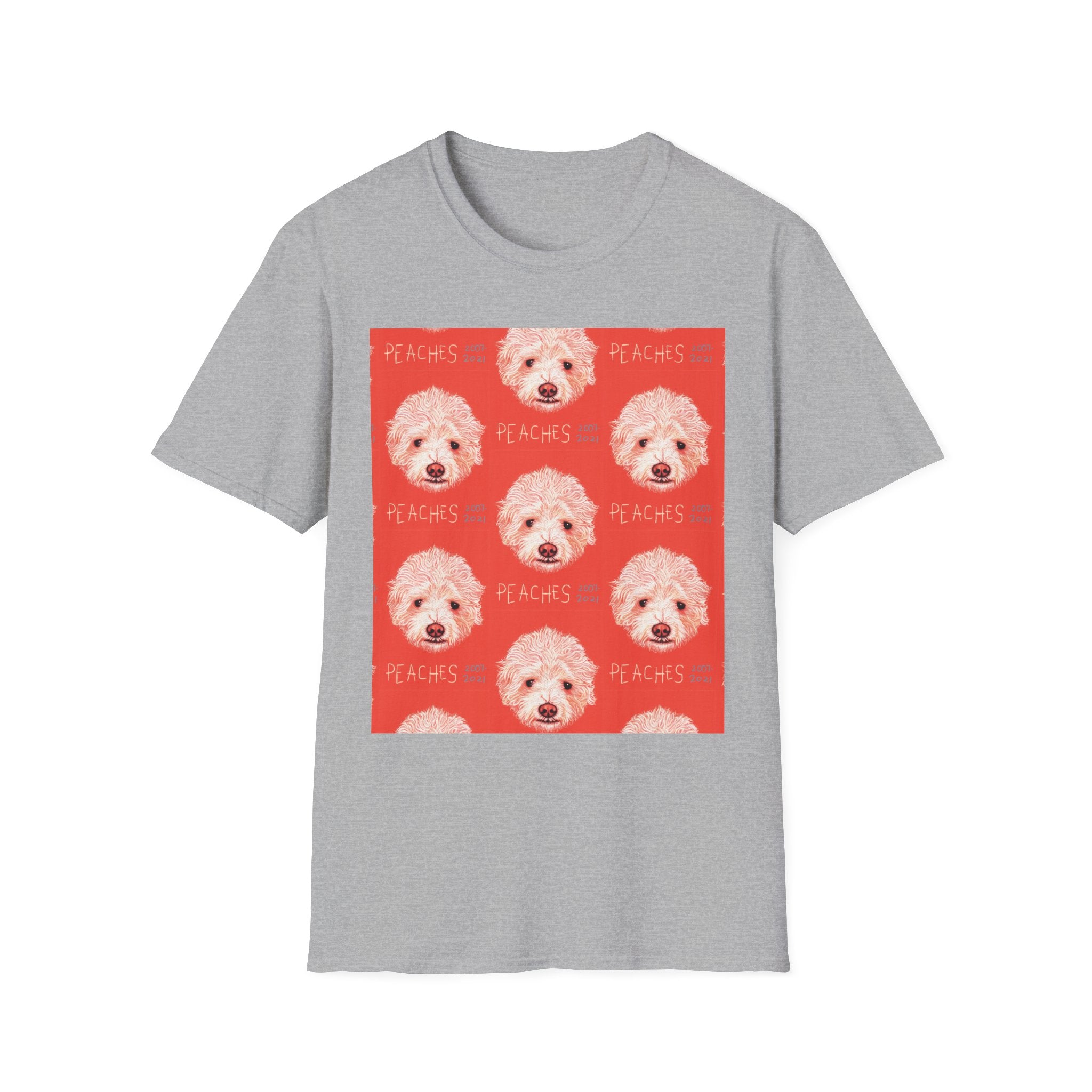 Multi-Peaches memorial dog portrait T-Shirt