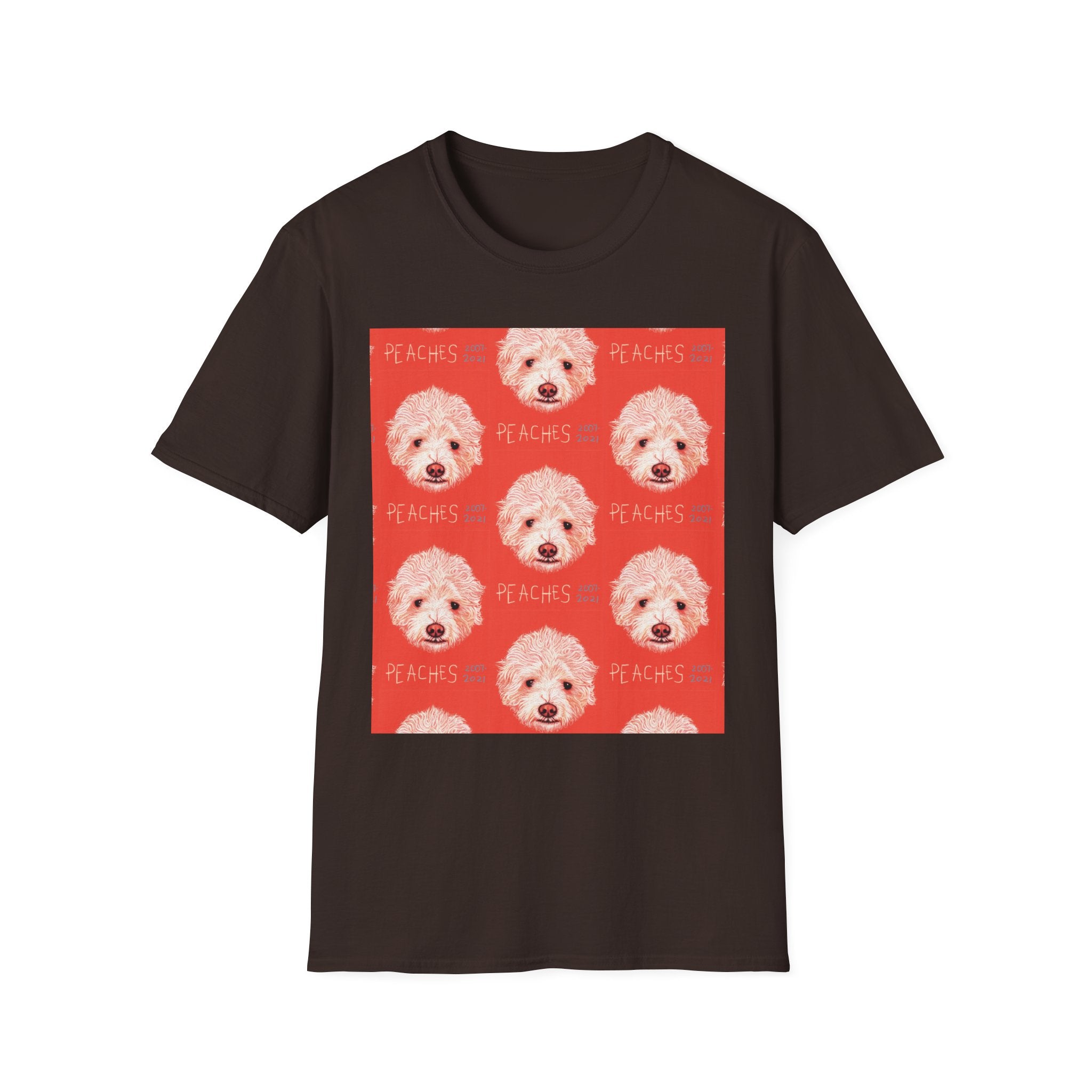 Multi-Peaches memorial dog portrait T-Shirt