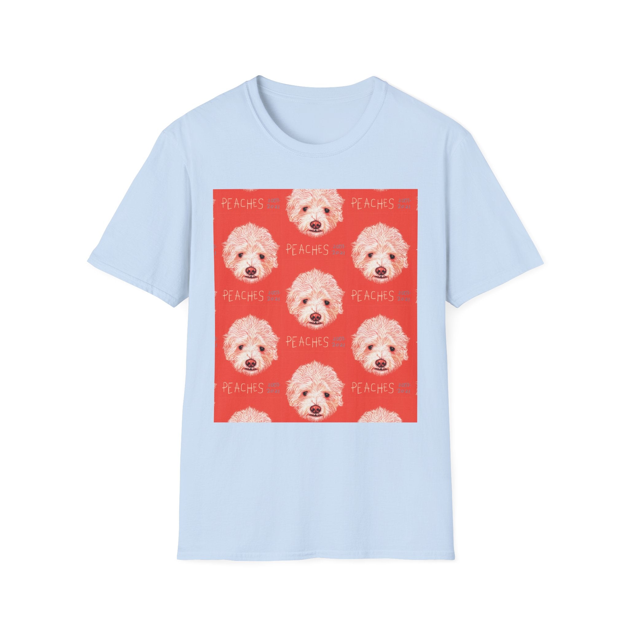 Multi-Peaches memorial dog portrait T-Shirt