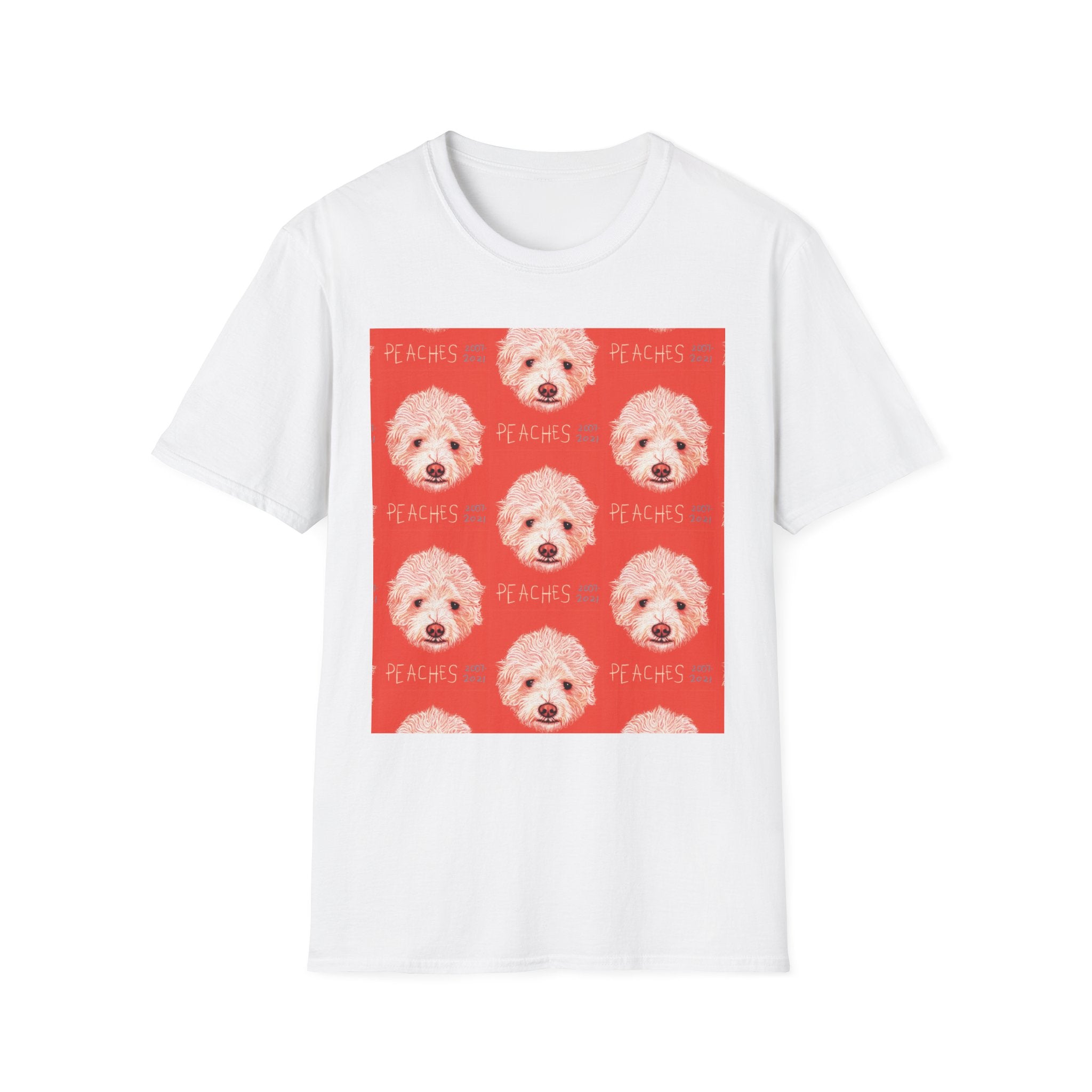 Multi-Peaches memorial dog portrait T-Shirt