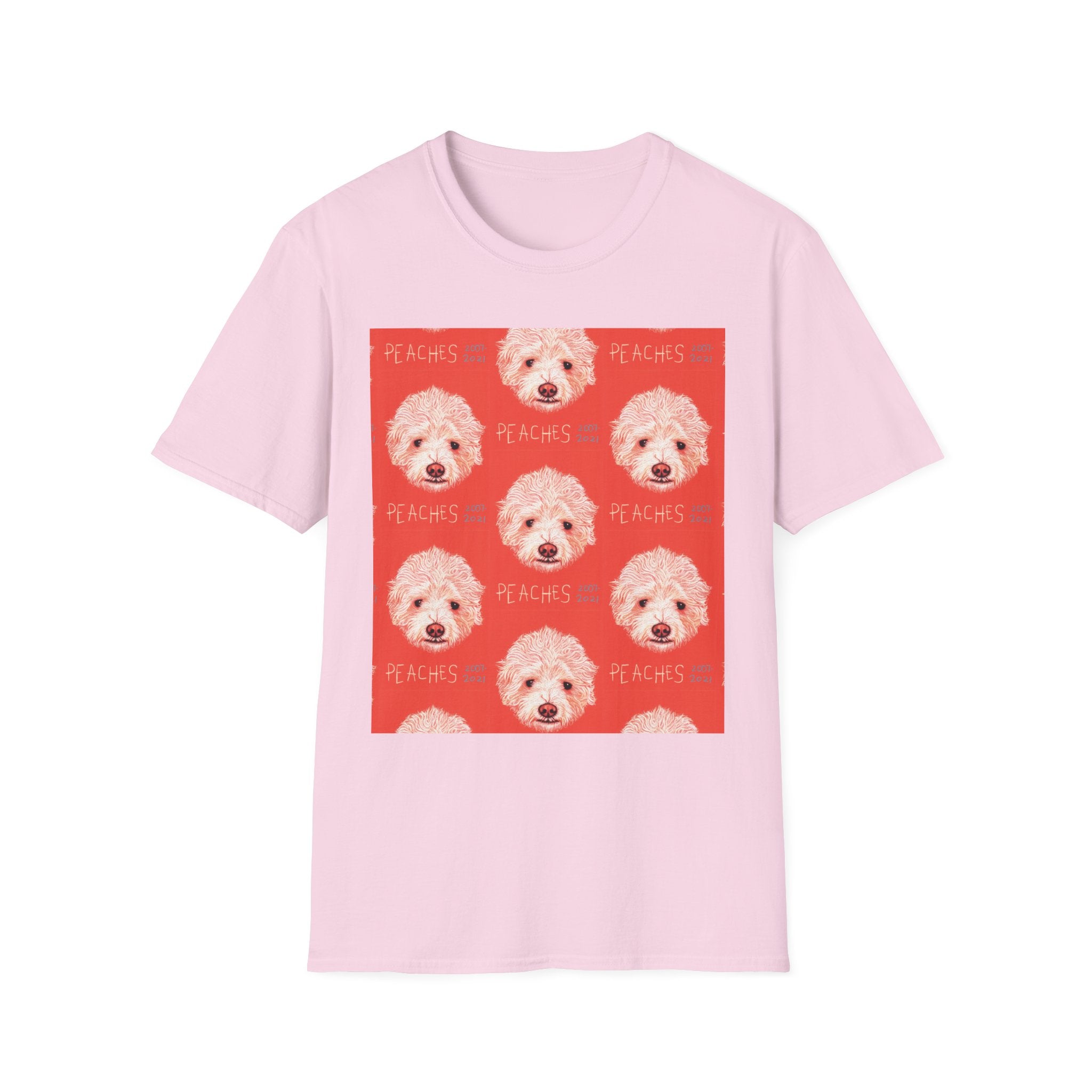 Multi-Peaches memorial dog portrait T-Shirt