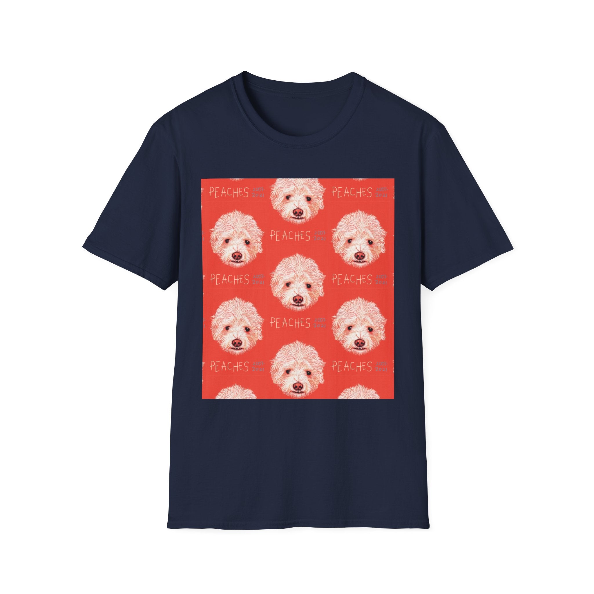 Multi-Peaches memorial dog portrait T-Shirt