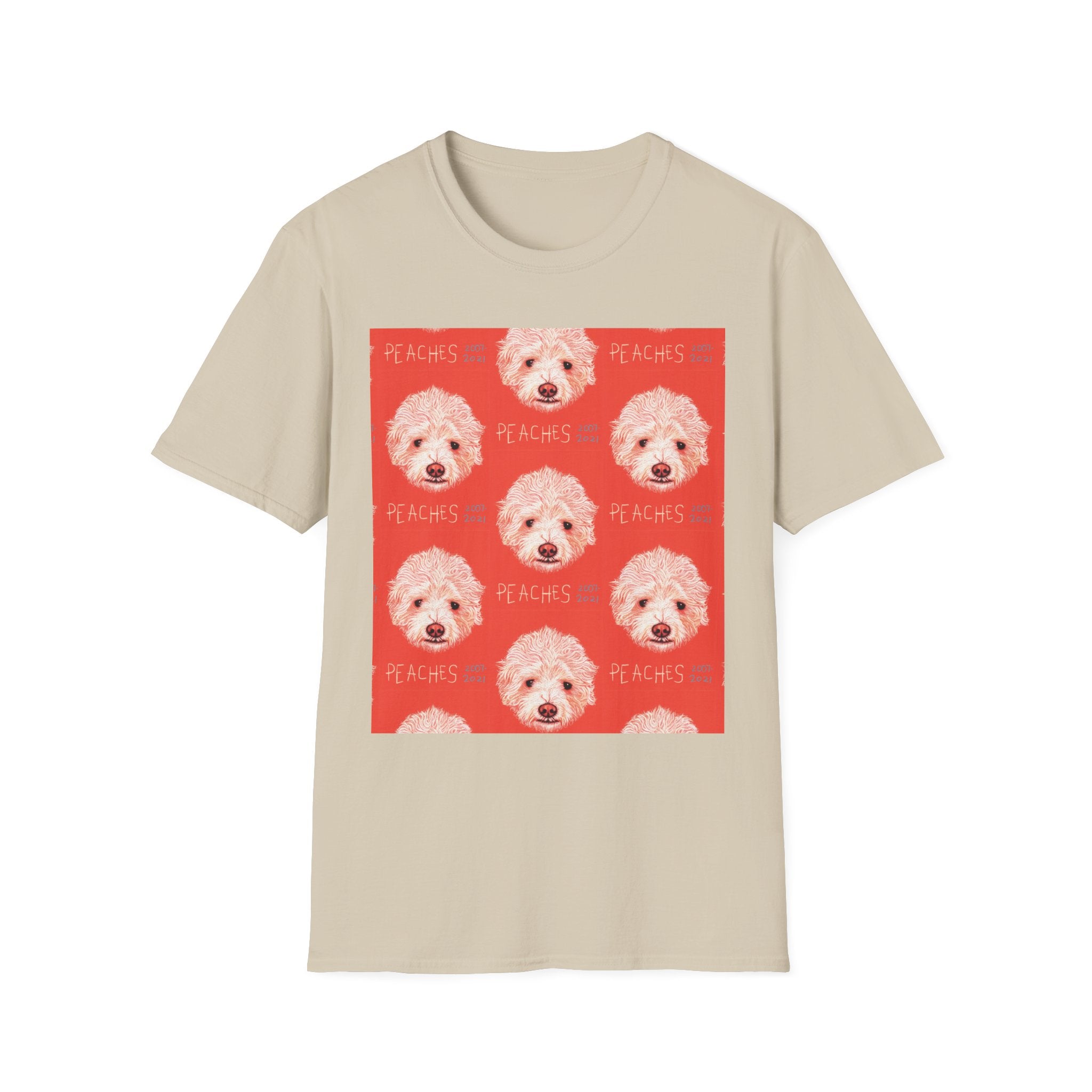 Multi-Peaches memorial dog portrait T-Shirt