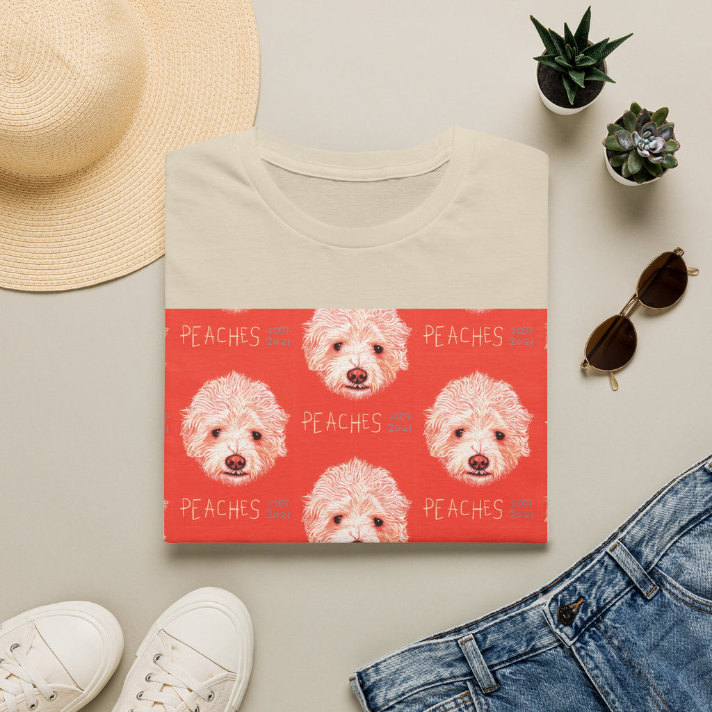 Multi-Peaches memorial dog portrait T-Shirt